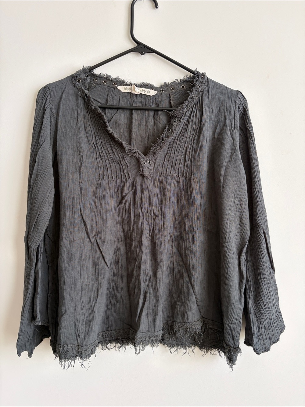 Cotton deep grey Long-Sleeve Women's Blouse - S